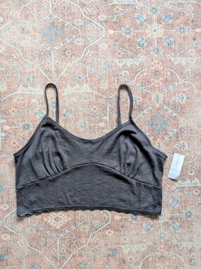 American Eagle Outfitters Charcoal Ribbed Bralette
